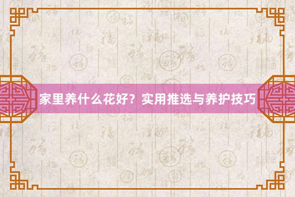 家里养什么花好？实用推选与养护技巧